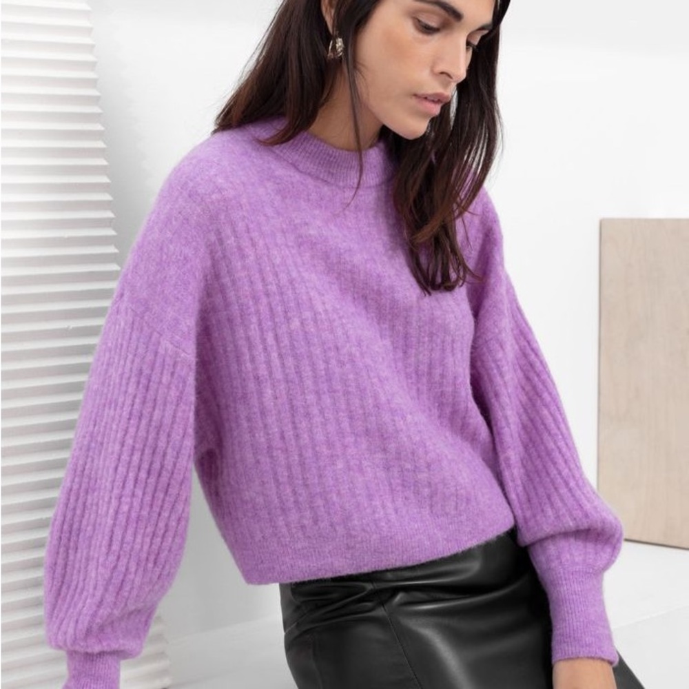 & Other Stories Balloon Sleeve Violet Sweater